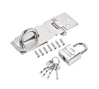 sourcing map 3 Pulgadas Inoxidable Acero Pesado Puerta Cerrojo Cerradura Llave Diferente Broche con Candado y Tornillos para Gabinete Armario Puerta, Plata