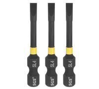 sourcing map 3 puntas de destornillador de impacto ranuradas SL4 de 4 mm, punta ranurada de 1/4 pulgadas, vástago hexagonal de 50 mm de largo, puntas de destornillador de cabeza plana magnéticas
