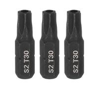 sourcing map 3 puntas de destornillador Torx T30 de 1/4 de pulgada de vástago hexagonal de 25 mm de longitud, estrella de acero S2 de 6 puntos de cabeza hexagonal con agujero para destornillador