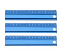 sourcing map 3 reglas de corte métricas de aleación de aluminio de 15 cm, regla recta de seguridad, herramienta de dibujo de metal con respaldo de esponja para arquitectos, artistas, aula, oficina