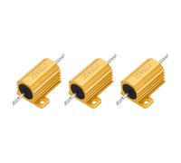 sourcing map 3 resistencias de carcasa de aluminio de 25 W, 6 ohmios, 5 %, resistencias enrolladas de alambre, montaje en chasis, color dorado
