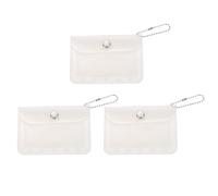 sourcing map 3 soportes para tarjetas fotográficas de 4.5 x 3.1 pulgadas, fundas protectoras transparentes para tarjetas con cadena para tarjetas M5 para organizar el comercio, color blanco lechoso