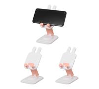 sourcing map 3 soportes para teléfono celular, plegable, ajustable en 360°, soporte universal para teléfono móvil, con forma de conejo, para decoración del hogar, oficina, accesorios de escritorio