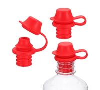 sourcing map 3 tapones de silicona para vino, reutilizables, a prueba de derrames, con tapa protectora para vino, cerveza, champán, hogar, cocina, bares, color rojo