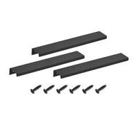 sourcing map 3 tiradores de dedo, 200 mm/7.87 pulgadas, manijas ocultas de aluminio para cajón, accesorios modernos para cocina, muebles, armario, color negro