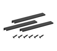 sourcing map 3 tiradores de dedo, 250 mm, tiradores ocultos de aluminio para cajones, accesorios modernos para cocina, muebles, armario, color negro