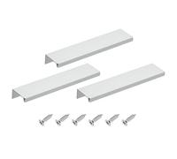 sourcing map 3 tiradores de dedo, tiradores ocultos de aluminio de 150 mm, tiradores modernos de pestaña oculta para cocina, muebles, armario, color plateado