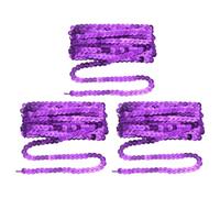 sourcing map 3 tiras planas de lentejuelas, 6 mm, 3.3 yardas, tiras planas de lentejuelas planas, bobina de cinta de costura para manualidades, adornos de disfraces, color morado oscuro