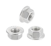 sourcing map 3 tuercas de bloqueo hexagonales de brida dentada M14 x 2 mm, cierres métricos de brida hexagonal de acero inoxidable 304, acabado brillante para muebles, máquinas, bricolaje