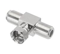 sourcing map 3 Vía Coaxial Conector F Macho a 2 F Hembra Adaptador 75 Ohm RG6 Impermeable para Antena, TV, Vídeo, Satélite Receptor, Cable Caja, VCR, DVD Reproductor