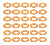 sourcing map 30 arandelas planas de cobre, 7 x 14 x 1 mm, arandelas de anillo de sellado métrico plano para accesorios hidráulicos, tornillos, tuercas, reparación electrónica