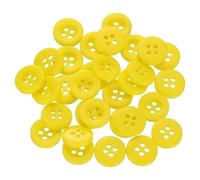 sourcing map 30 botones de costura de 16 L de 3/8 pulgadas de resina redondos planos de 4 agujeros para coser ropa y bricolaje, color amarillo