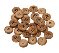 sourcing map 30 botones de costura de 32 L de 4/5 pulgadas (20 mm) de madera, redondos, planos, 4 agujeros, botones de repuesto para coser ropa, manualidades hechas a mano, color marrón claro