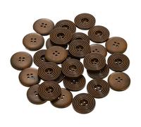 sourcing map 30 botones de costura de 36 L de 23 mm, redondos, planos, de madera, 4 agujeros, botones de repuesto para coser ropa, manualidades hechas a mano, color marrón