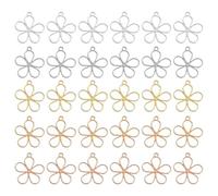 sourcing map 30 colgantes de aleación con bisel abierto, diseño geométrico de flores de cielo con marco hueco para hacer joyas de resina, aretes, collares, pulseras, bricolaje, colores mixtos, 3.5 mm