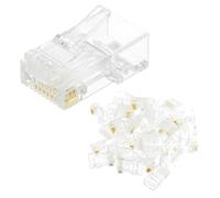 sourcing map 30 conectores de paso Cat6 RJ45, conector de crimpado RJ45 8P8C, conectores modulares chapados en oro para cable Ethernet UTP sólido o trenzado