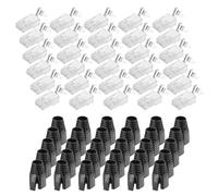 sourcing map 30 conectores de paso CAT7 RJ45, conectores RJ45 STP/FTP 8P8C chapados en oro con 30 botas negras de alivio de tensión y cable transversal para cable Ethernet de 23 AWG