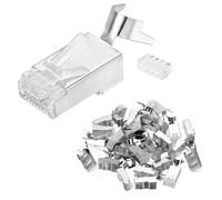 sourcing map 30 conectores de paso CAT7 RJ45, conectores RJ45 STP/FTP 8P8C chapados en oro, plateados con cable transversal para cable Ethernet de 23 AWG