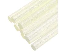 sourcing map 30 mini barras de pegamento caliente para mini pistola de pegamento, barras de pegamento de 4 x 0.27 pulgadas para manualidades, amarillo transparente con purpurina