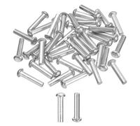 sourcing map 30 remaches de aluminio sólido con cabeza de brasero, M3 de diámetro x 14 mm de longitud, remaches de aluminio de cabeza redonda para reparación de barcos, maquinaria, aviones, industria