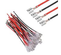 sourcing map 30 terminales hembra de crimpado de pala con funda aislante de 6,30 mm, kit surtido de conectores rápidos de pala hembra con cables de 10 cm, cubierta ignífuga, rojo/negro