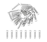 sourcing map 30 tornillos autorroscantes M4,2 x 19 mm, cabeza plana gruesa, 410 tornillos autoperforantes de acero inoxidable para tornillo de chapa de metal, color plateado