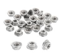 sourcing map 30 tuercas de bloqueo hexagonales de brida dentada M3 x 0.5 mm, cierres métricos de brida hexagonal de acero inoxidable 316, acabado brillante para muebles, máquinas, bricolaje