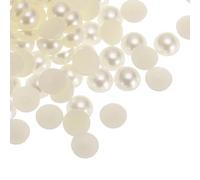 sourcing map 300 perlas planas de plástico ABS de 10 mm, semiredondas, cuentas de imitación para manualidades, zapatos, decoración, ropa, boda, Navidad, marcos de fotos, color beige