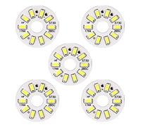 sourcing map 300mA 5W 10 LED 5730 Surface Mounted Devices LED Chip Módulo Aluminio Tablero Puro Blanco Súper Brillante 35mm Dia 5uds