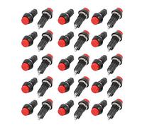 sourcing map 30pcs 250V 3A 2-Terminales SPST Momentáneo ON/Off Interruptor Pulsador Rojo