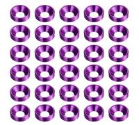 sourcing map 30pcs Arandela Avellanada M5 de Aleación de Aluminio Anodizado, Arandelas de Tornillo para Accesorios Mecánicos, Color Morado