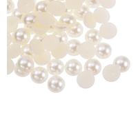 sourcing map 30uds ABS Media Perla Cuentas, 10mm Resina Plano Reverso Perlas Brillante Imitación Perla Cuenta para DIY Artesanía Confección Zapatos Boda Navidad Foto Marcos, Beige