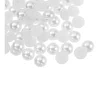 sourcing map 30uds ABS Media Perla Cuentas, 10mm Resina Plano Reverso Perlas Brillante Imitación Perla Cuenta para DIY Artesanía Confección Zapatos Boda Navidad Foto Marcos, Blanco