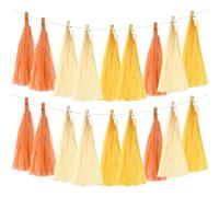 sourcing map 30uds Claro Amarillo, Crema, Naranja Borla Guirnalda Estandarte con Cuerda Pañuelo Papel Borlas Fiesta Borlas Bricolaje Kits para Boda Cumpleaños Fiesta Decoración