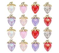 sourcing map 32 dijes de fresa de 31 x 23 mm, acrílicos, diseño de fresa en 3D, decoración para hacer joyas, aretes, collares, pulseras, manualidades, multicolor