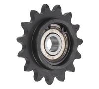 sourcing map #35 Cadena Polea Piñón, 9mm Diámetro Interior 3/8" Paso 15 Diente Tensor, Negro Óxido Acabado C45 Carbón Acero con Inserto Individual Rodamiento para ISO 06C Cadenas