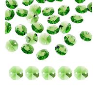sourcing map 35 cuentas octogonales de cristal de 14 mm, cuentas de cristal de 2 agujeros, prismas de araña, colgantes para el hogar, manualidades, decoración, color verde hierba