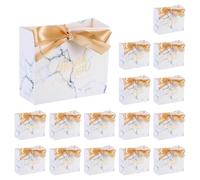 sourcing map 36 bolsas de regalo de agradecimiento con cintas de color champán, bolsas de regalo de fiesta de 4 x 2 x 4 pulgadas, bolsas de regalo para graduación, negocios, compras, bodas, fiestas,