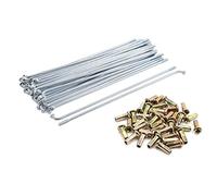 sourcing map 36set llanta rueda plateado radios 180mm longitud metal w/nipples para motocicleta
