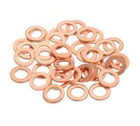 sourcing map 38 arandelas planas, arandelas de cobre M6, kit de arandelas de sellado de cobre, surtido de arandelas de aplastamiento, 6 mm de diámetro interior, 10 mm de diámetro exterior, 1 mm de