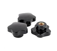 sourcing map 3PCS M12 Rosca hembra de 50 mm Cabeza Diámetro tornillo de sujeción de tipo estrella Perilla Negro