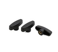 sourcing map 3Pcs M7 X 62mm Rosca Hembra Perilla Forma En T Pomo Plástico Negro Empuñadura