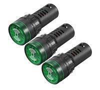 sourcing map 3pcs Pilot Light AC/DC 24V Panel Indicador de alarma intermitente con zumbador, LED verde