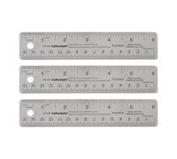 sourcing map 3uds Inoxidable Acero Reglas con Antideslizante Respaldo 15cm/6" Pulgada y Métrica Metal Regla