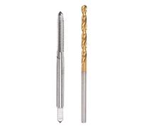 sourcing map 4-40 UNC Recto Flauta Rosca Grifo y 2.3mm Helicoidales broc*s Conjunto, Titanio Chapado 6542 Alta Velocidad Acero Perforación broc* Máquina Roscado Grifo