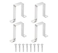 sourcing map 4 abrazaderas cuadradas en forma de U, 40 x 80 mm, soporte en forma de U, abrazadera de correa cuadrada de acero inoxidable 304 con tornillos autoperforantes de cabeza Phillips para