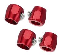 sourcing map 4 abrazaderas hexagonales de aluminio 10AN para manguera de coche, abrazaderas de tubo flexibles con banda de tornillo para combustible, gas, aceite, aire y agua, color rojo