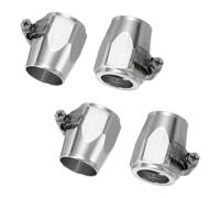 sourcing map 4 abrazaderas hexagonales de aluminio 4AN para manguera de coche, abrazaderas de tubo flexibles con banda de tornillo para combustible, gas, aceite, aire y agua, color plateado