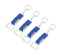 sourcing map 4 abridores de vino, llavero abrebotellas, sacacorchos de acero inoxidable duradero, herramienta compacta todo en uno para bar, fiesta, boda, hogar, viajes, color azul