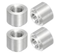 sourcing map 4 accesorios de soldadura NPT hembra de 1/8 pulgadas, diámetro exterior de 0.7 pulgadas x 0.6 pulgadas de longitud, montaje de tapón escalonado, tono plateado